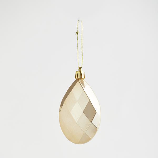 Set 6 Globuri de Craciun, diamant, EUROLAMP, ivoire, 8 cm