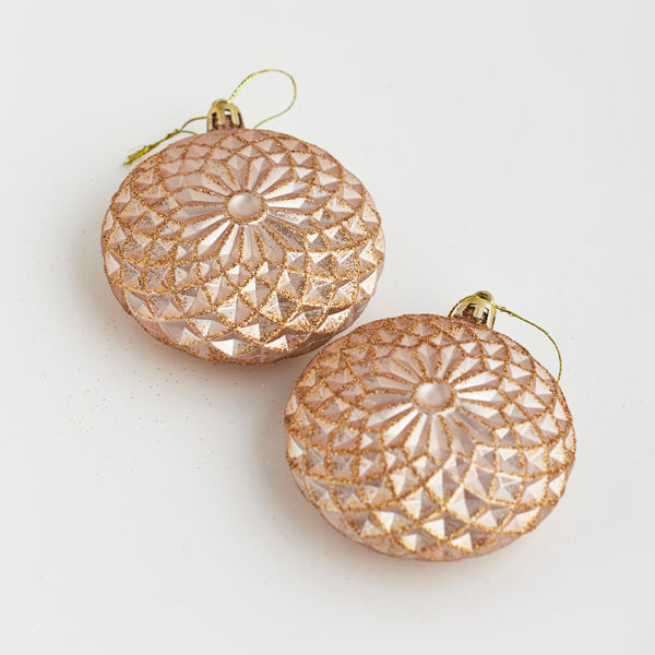 Set 4 globuri decorative din plastic, auriu, 8 cm
