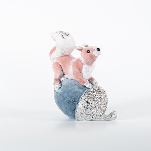 Figurina Veverita Decorativa, EUROLAMP, Catifea, Multicolor, 16x22cm