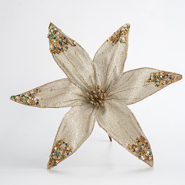 Decoratiune Craciun, Floare sampanie. 30 cm
