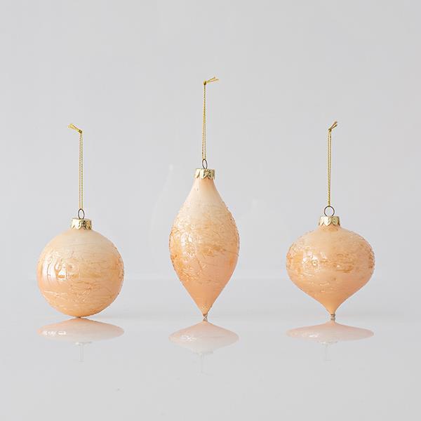 Set de 4 globuri din sticla, caisa, EUROLAMP