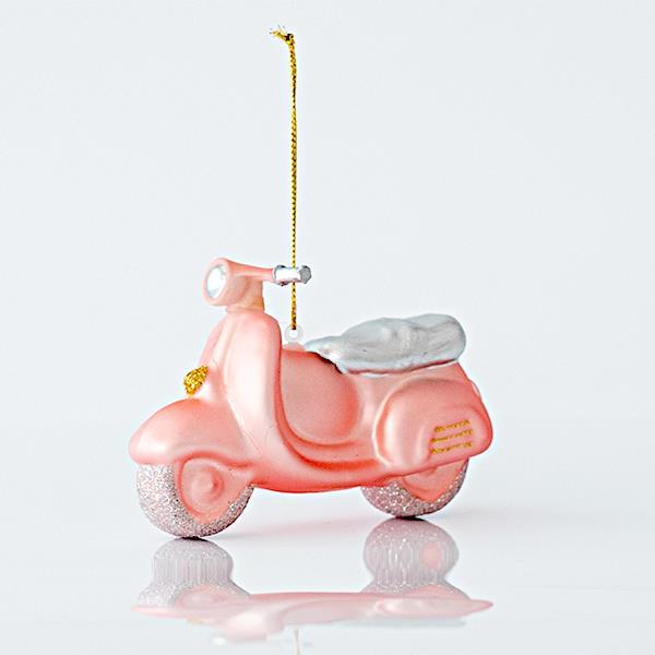 Decoratiune Craciun ,Ornament Sticla, Vespa, Roz, 5,3x11,6x8cm, EUROLAMP