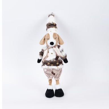 Figurina de Craciun, Catelus cu Haine Maro, 53 cm, EUROLAMP