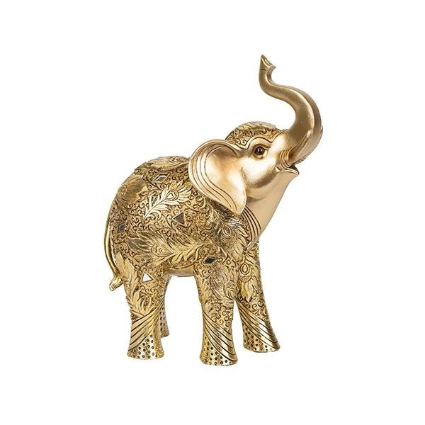 Decoratiune elefant, auriu, din rasina, 22x11x30 cm