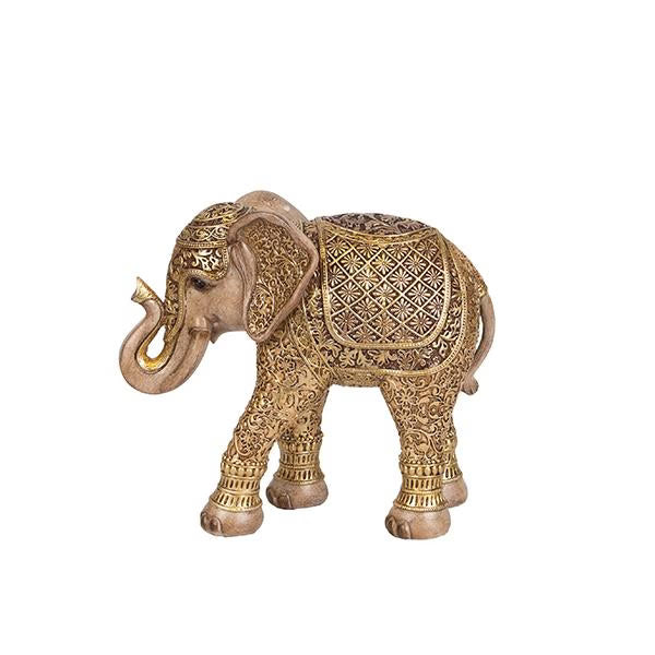 Decoratiune elefant, auriu, din rasina, 21x9x18.5 cm