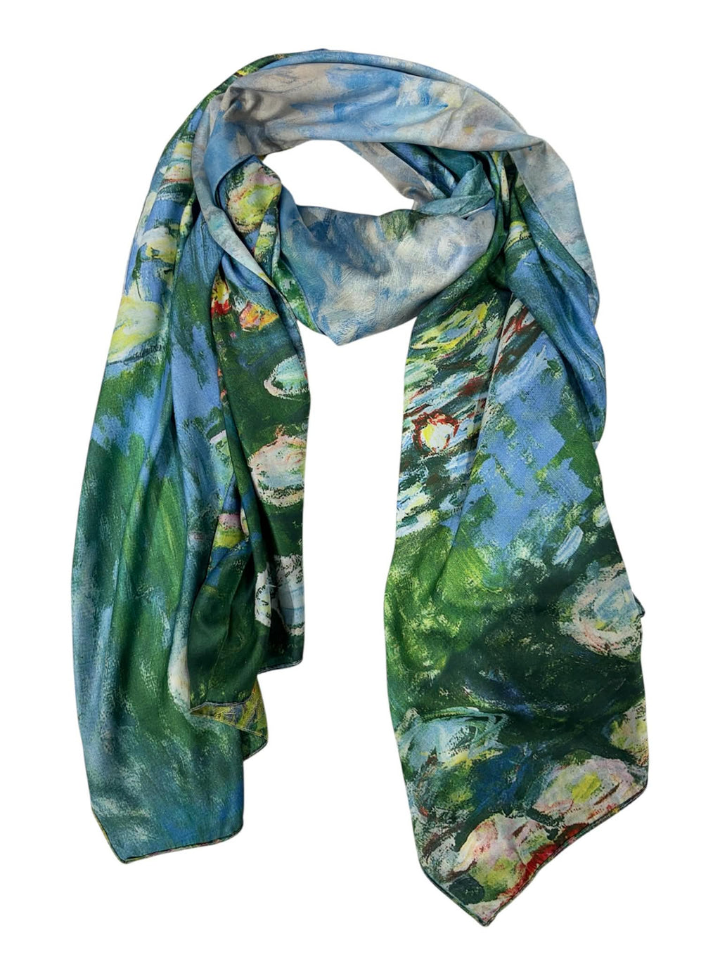 Esarfa tip sal doua fete pictata , matase, multicolora, 180x70cm