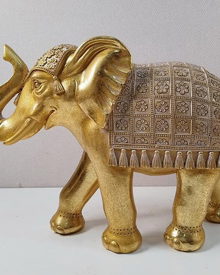 Decoratiune elefant, auriu, din rasina, 25x9x18cm