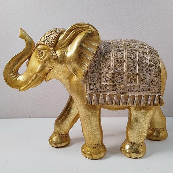 Decoratiune elefant, auriu, din rasina, 25x9x18cm