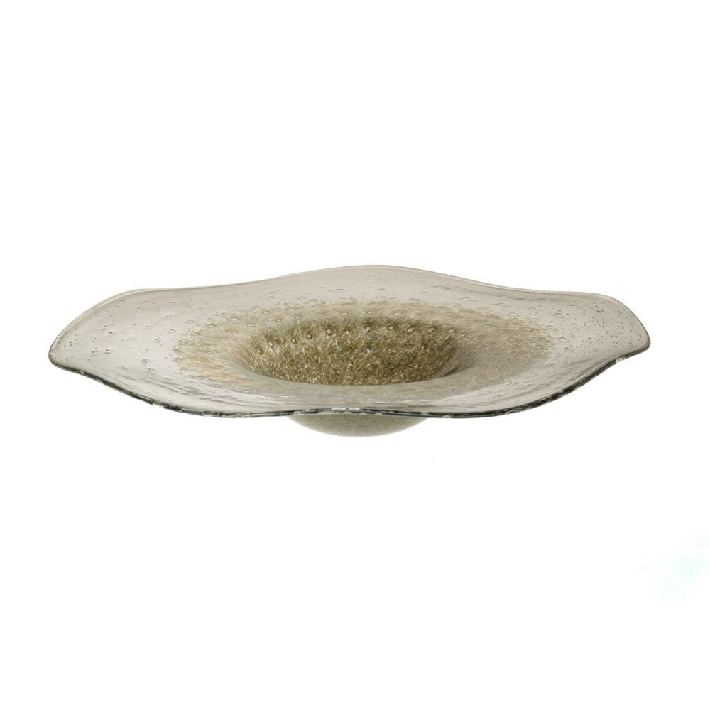 Bol decorativ din sticla, verde inchis, 44x8.5 cm