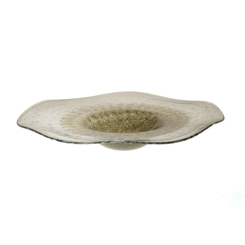 Bol decorativ din sticla, verde inchis, 44x8.5 cm