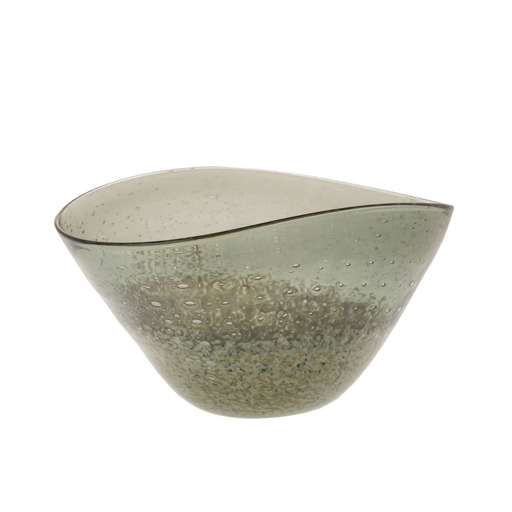 Bol din sticla oval, 30x21.5x16.5cm, verde inchis