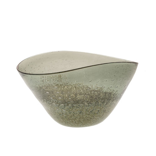 Bol din sticla oval, 30x21.5x16.5cm, verde inchis