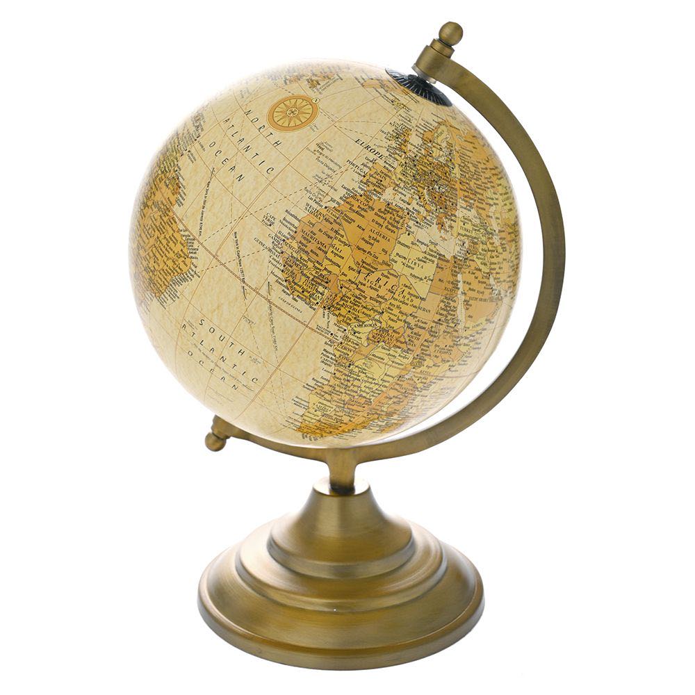 Decoratiune glob pamantesc Creme Gold, metal si plastic, 20X23X33 cm
