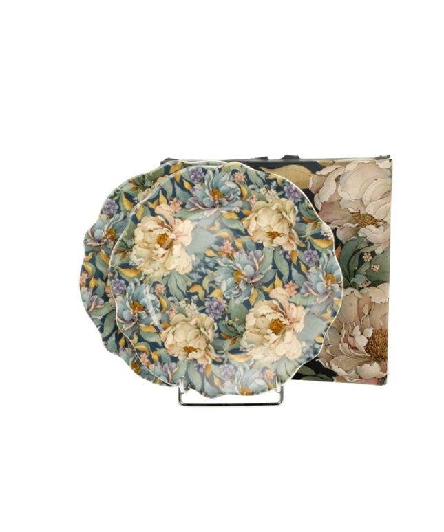 Set 2 farfurii pentru desert, Bujor albastru, 19.3 cm, DUO