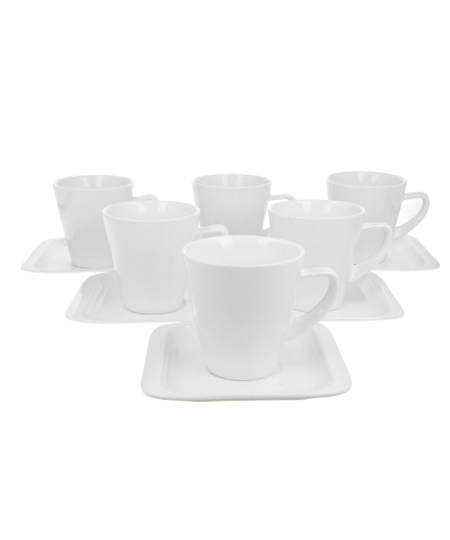 Set 6 cesti Infinity, 250 ml, albe din portelan, DUO