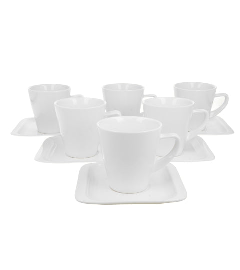 Set 6 cesti Infinity, 250 ml, albe din portelan, DUO