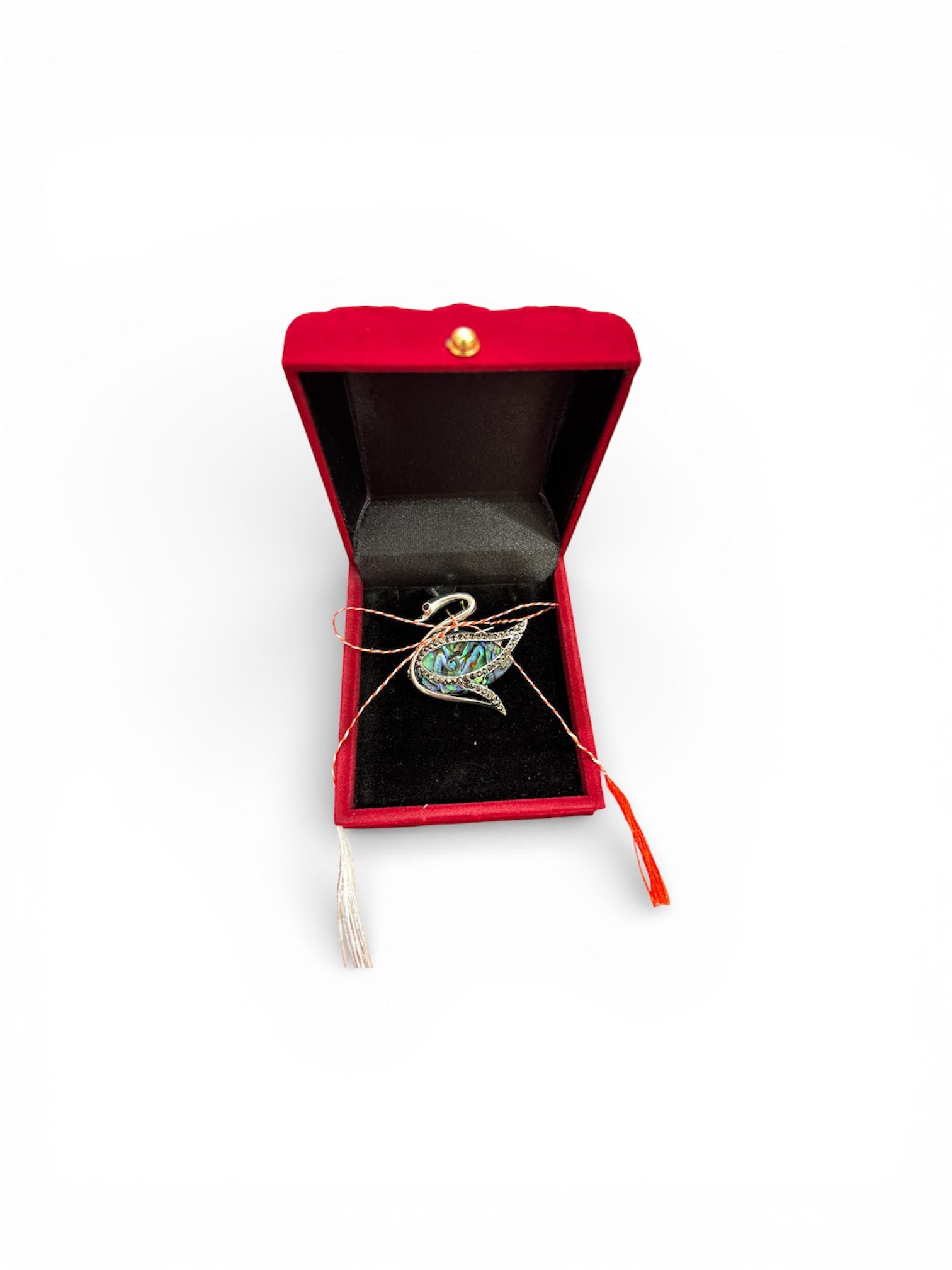 Martisor brosa sidefata,design lebada, 4 cm