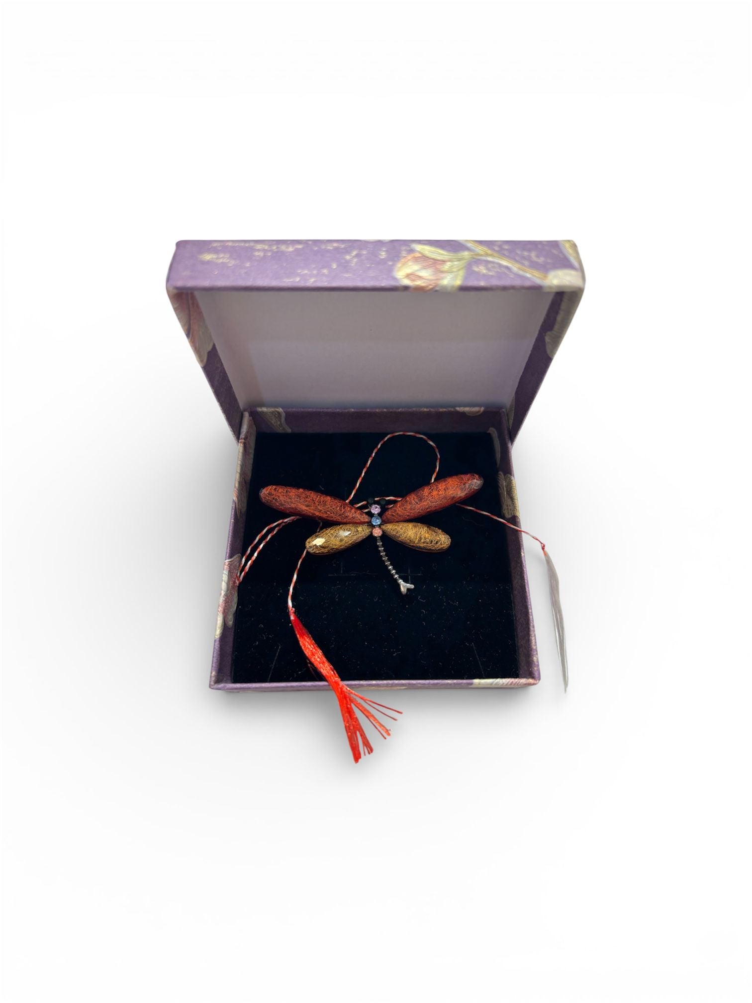 Martisor brosa sidefata,design libelula, multicolora, 6,5 cm