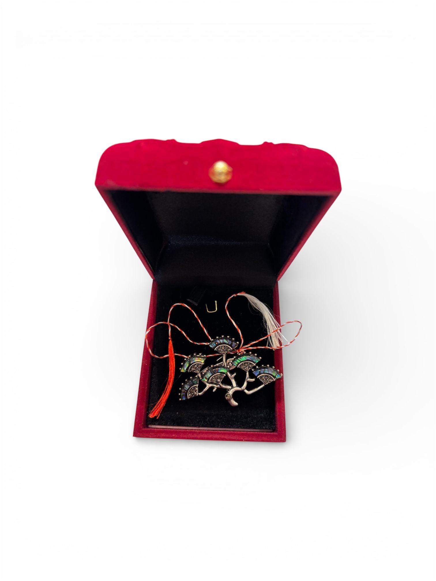 Martisor brosa sidefata,design copacul vietii, 6 cm