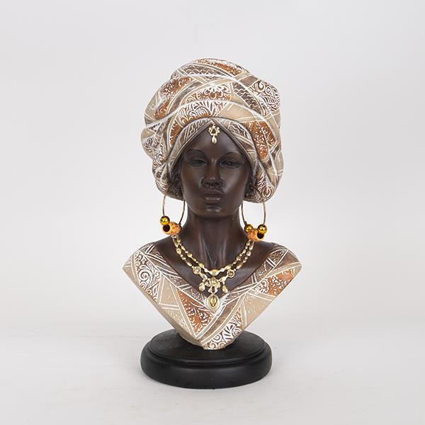 Statueta decorativa Femeie africana cu turban, 18x14x31.5 cm
