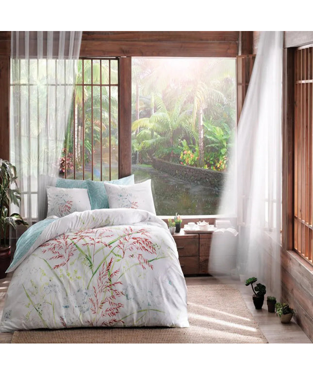 Lenjerie de pat dublu, bumbac 100% satinat, 4 piese, 230x260 cm, TAC Benicia verde