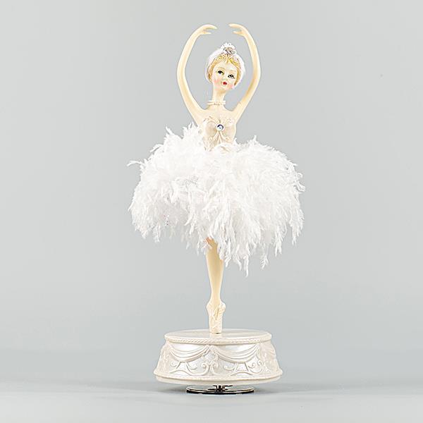 Decoratiune de Craciun, balerina, alb-, argintie, 33cm, baterii