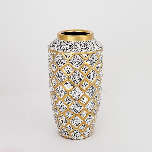 Vaza ceramica alb negru , 13x13x25cm