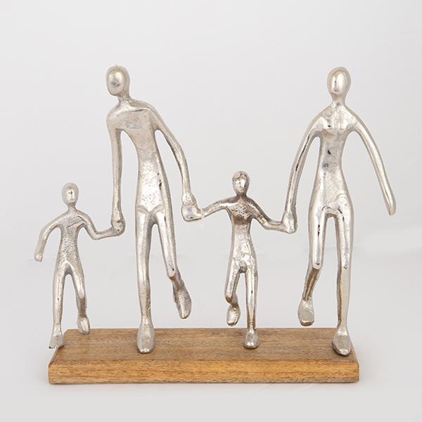 Decoratiune Family, aluminiu, pe suport de mango,  38x10x30cm