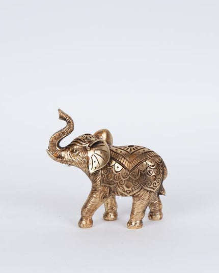 Decoratiune elefant, auriu, din rasina, 19.5x7x19 cm