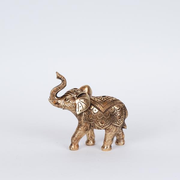 Decoratiune elefant, auriu, din rasina, 19.5x7x19 cm