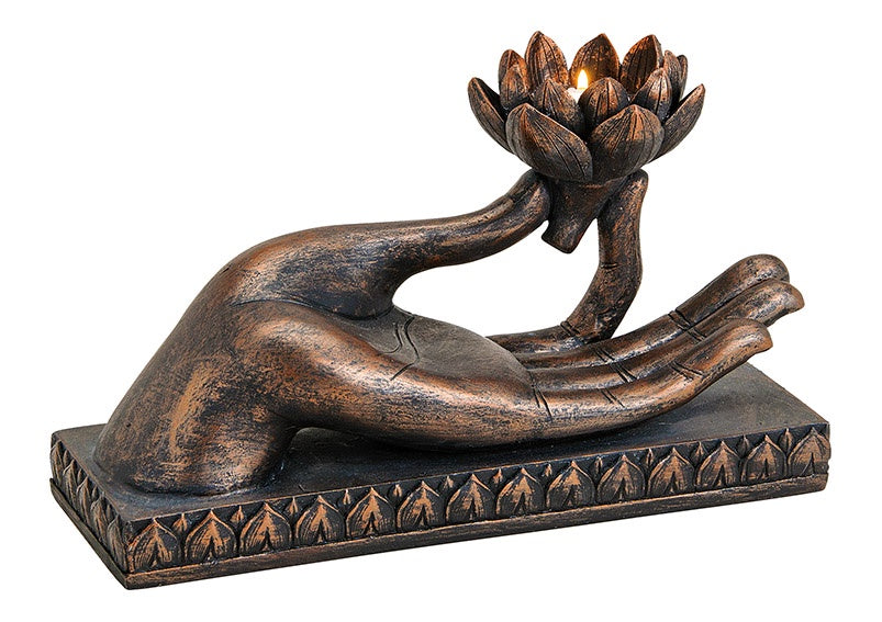 Decoratiune mana lui Buddha, suport lumanare 32x19x15 cm - Victoria home deco