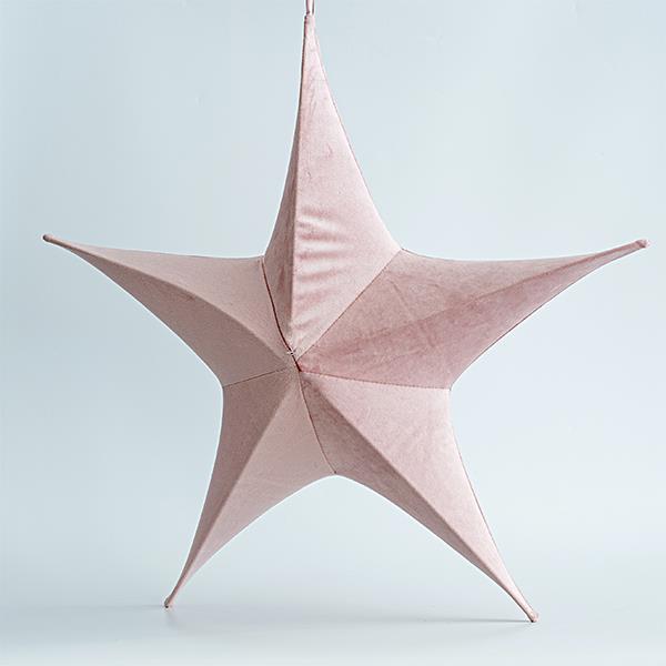 Decoratiune de Craciun, Stea catifea roz, 40 cm
