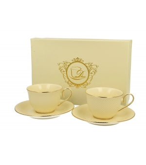 Set 2 cani espresso Duo Collection, portelan, ecru, 5.5x10x7.7cm - Victoria home deco