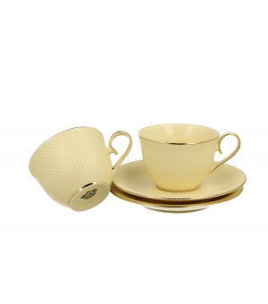 Set 2 cani espresso Duo Collection, portelan, ecru, 5.5x10x7.7cm - Victoria home deco