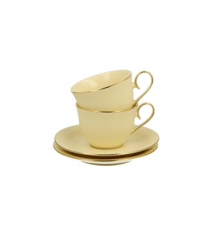 Set 2 cani espresso Duo Collection, portelan, ecru, 5.5x10x7.7cm - Victoria home deco