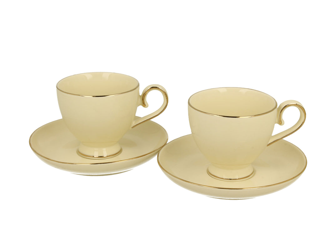 Set 2 cești de espresso cu farfurioare, din portelan VICTORIA, 150 ml