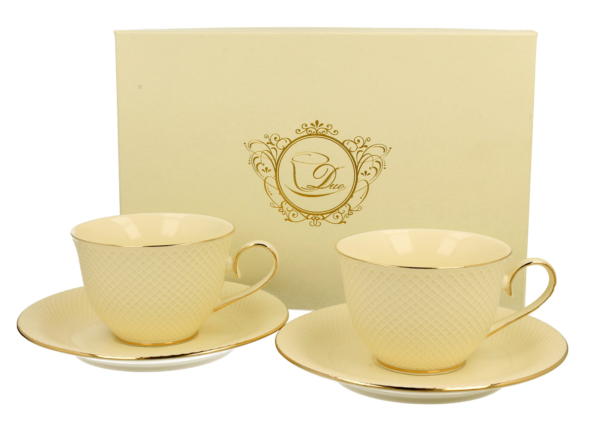 Set de 2 cesti si farfurie, Vesper portelan, 290 ml