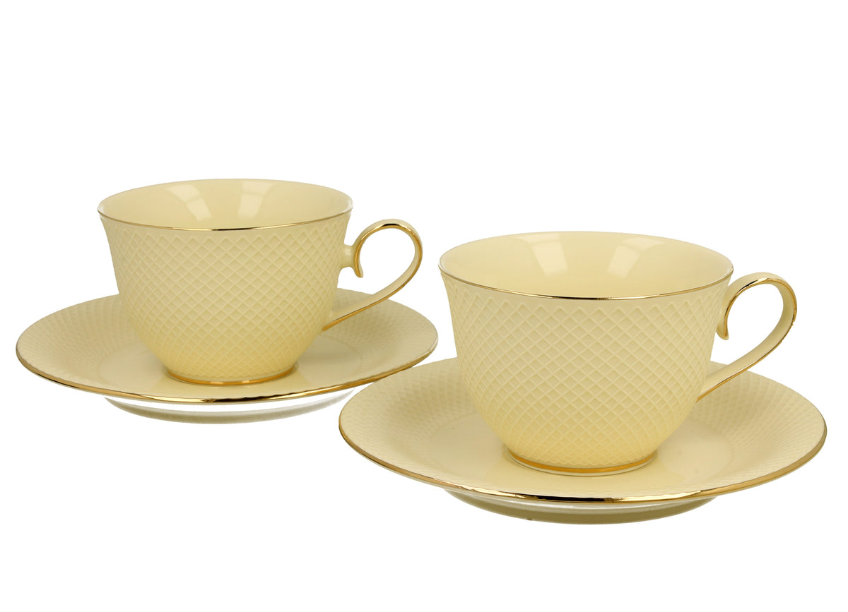 Set de 2 cesti si farfurie, Vesper portelan, 290 ml