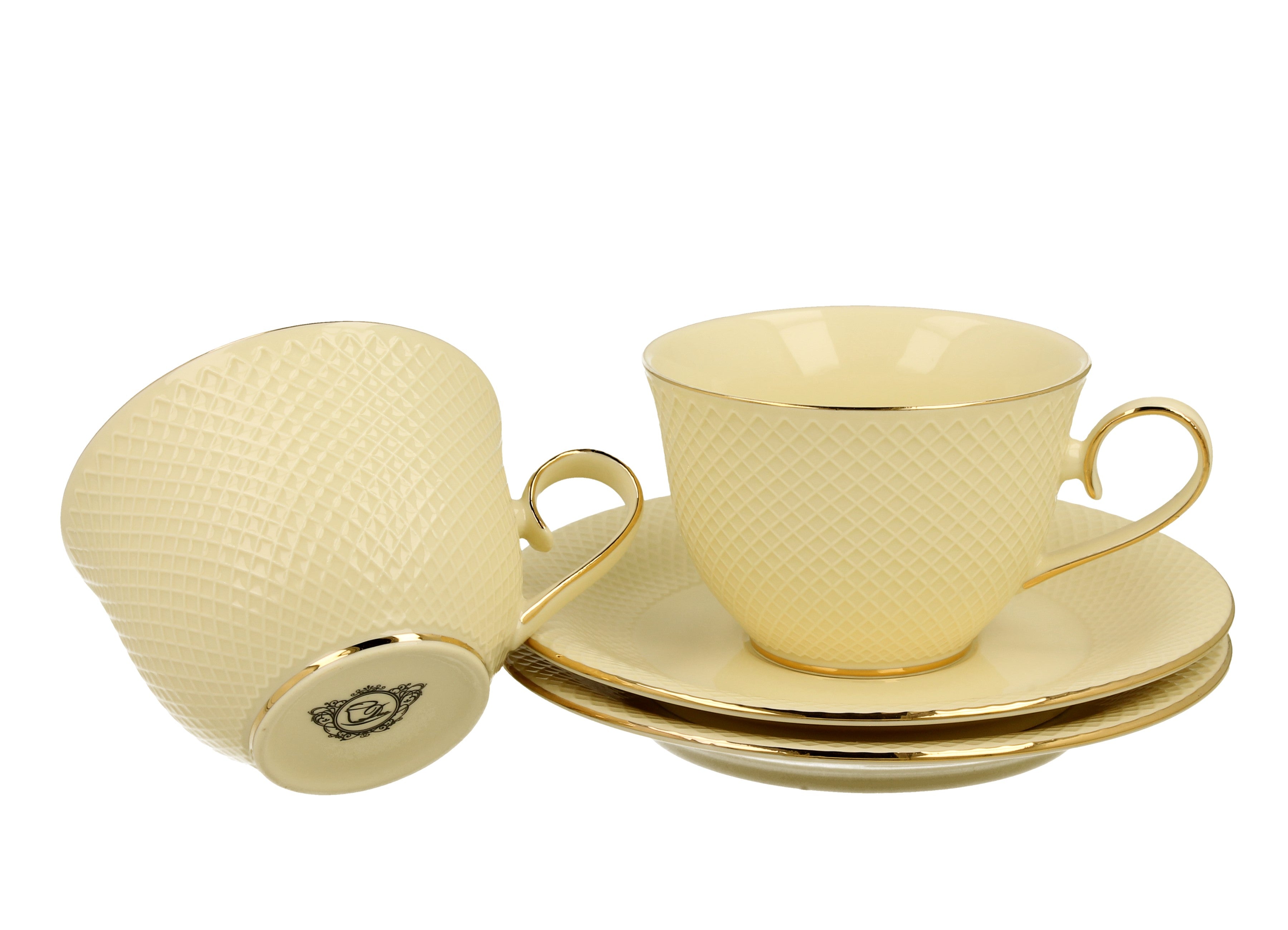 Set de 2 cesti si farfurie, Vesper portelan, 290 ml