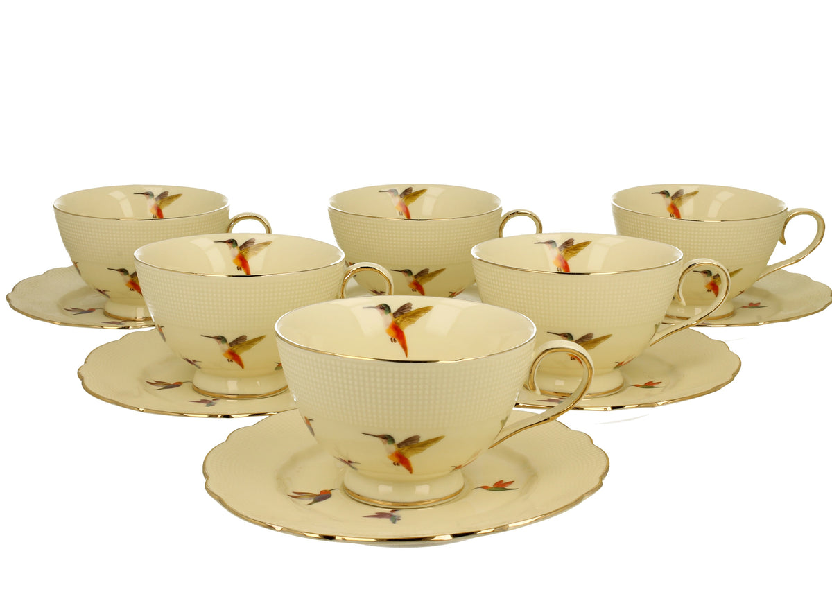 Set 6 cesti din portelan, 260 ml, Colibri
