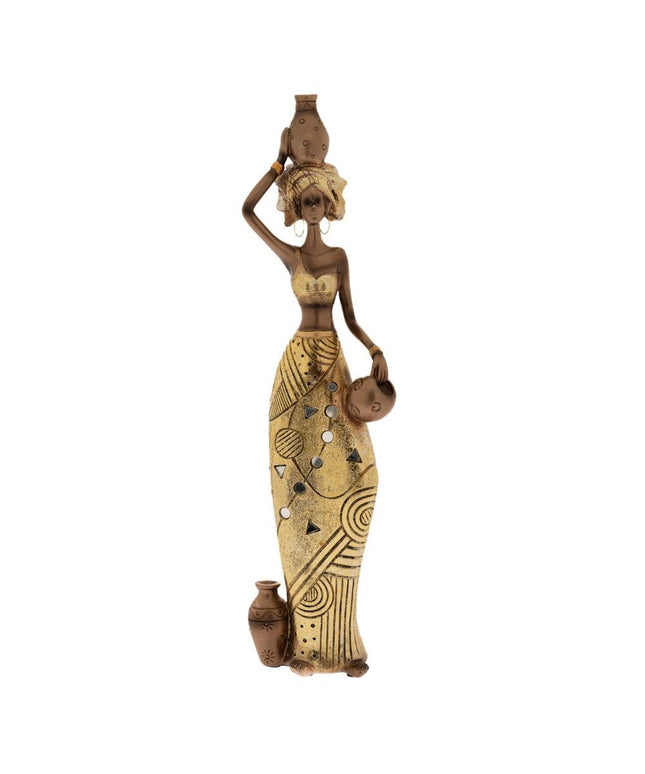 Figurina din rasina African Woman Gold 11 cm x 7 cm x 42 cm