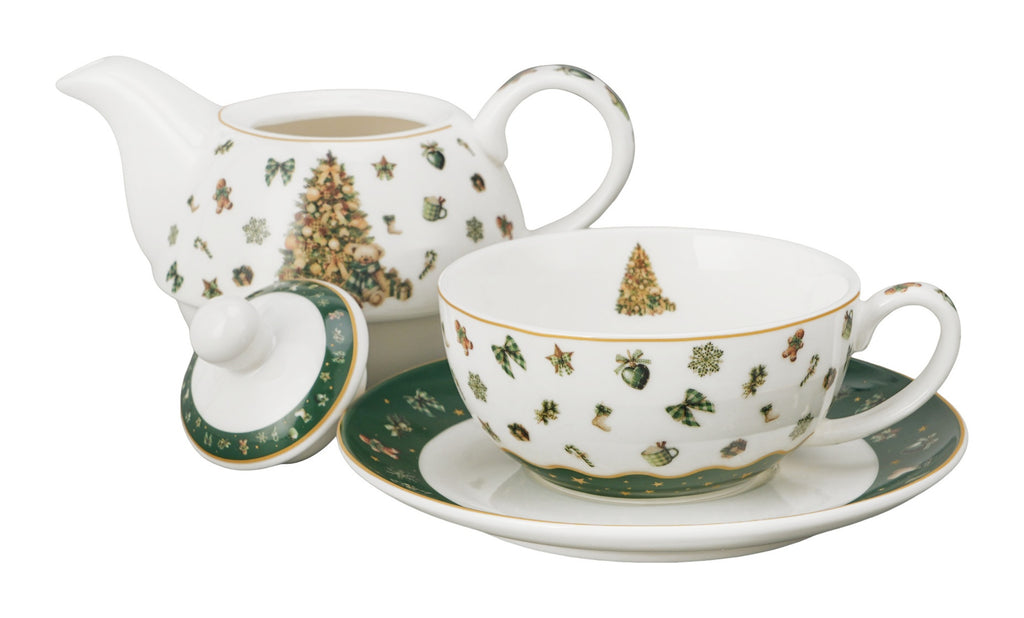 Set pentru ceai, de Craciun, Tree Sparkle, Include ceainic cu ceasca si farfurie, 350 ml