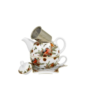 Set ceainic pentru o persoana, colectia Christmas Birds - Victoria home deco