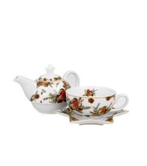 Set ceainic pentru o persoana, colectia Christmas Birds - Victoria home deco