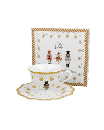 Set ceașcă și farfurie Christmas Balerina, 190ML - Victoria home deco