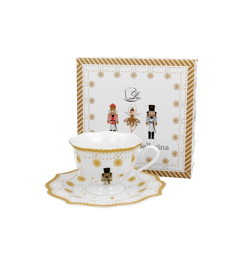 Set ceașcă și farfurie Christmas Balerina, 190ML - Victoria home deco