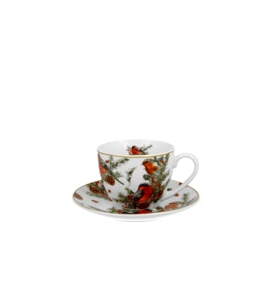 Set ceașcă și farfurie Christmas Birds, 250ml - Victoria home deco
