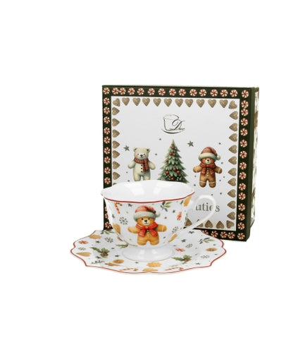 Set ceasca și farfurie Christmas Cuties, 190ml - Victoria home deco