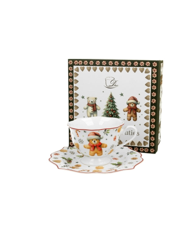 Set ceasca și farfurie Christmas Cuties, 190ml - Victoria home deco