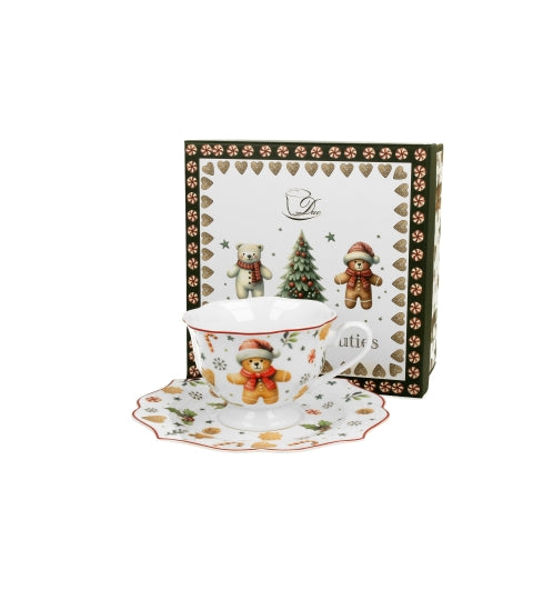 Set ceasca și farfurie Christmas Cuties, 190ml - Victoria home deco